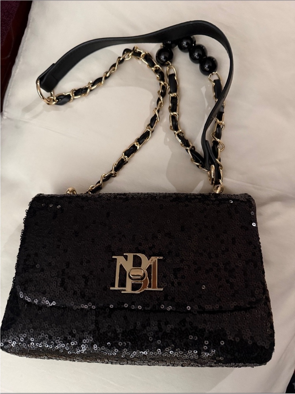 Badgley Mischka black Sequin Pearl Crossbody/ShoulderBag - Picture 4 of 10
